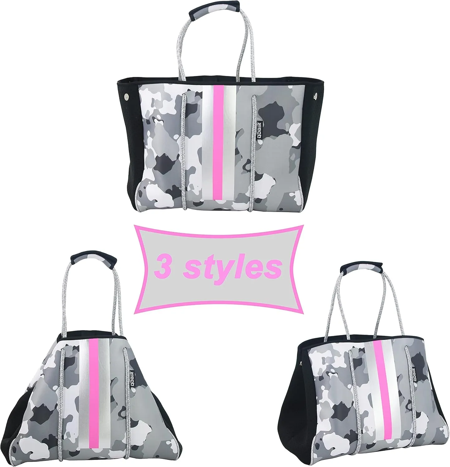 QOGiR Neoprene Multipurpose Beach Bag Tote with Inner Zipper Pocket    