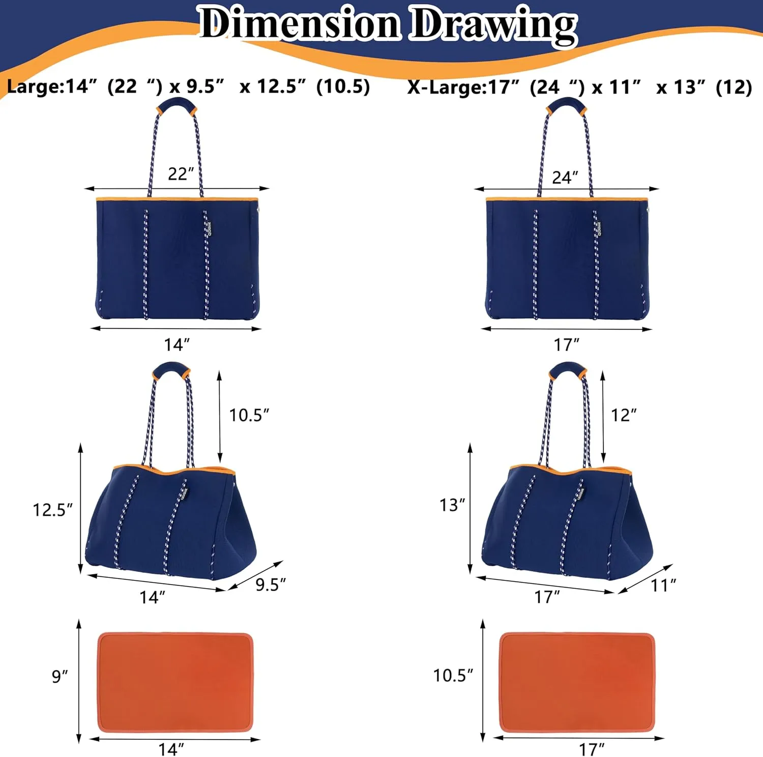 QOGiR Neoprene Multipurpose Beach Bag Tote with Inner Zipper Pocket    