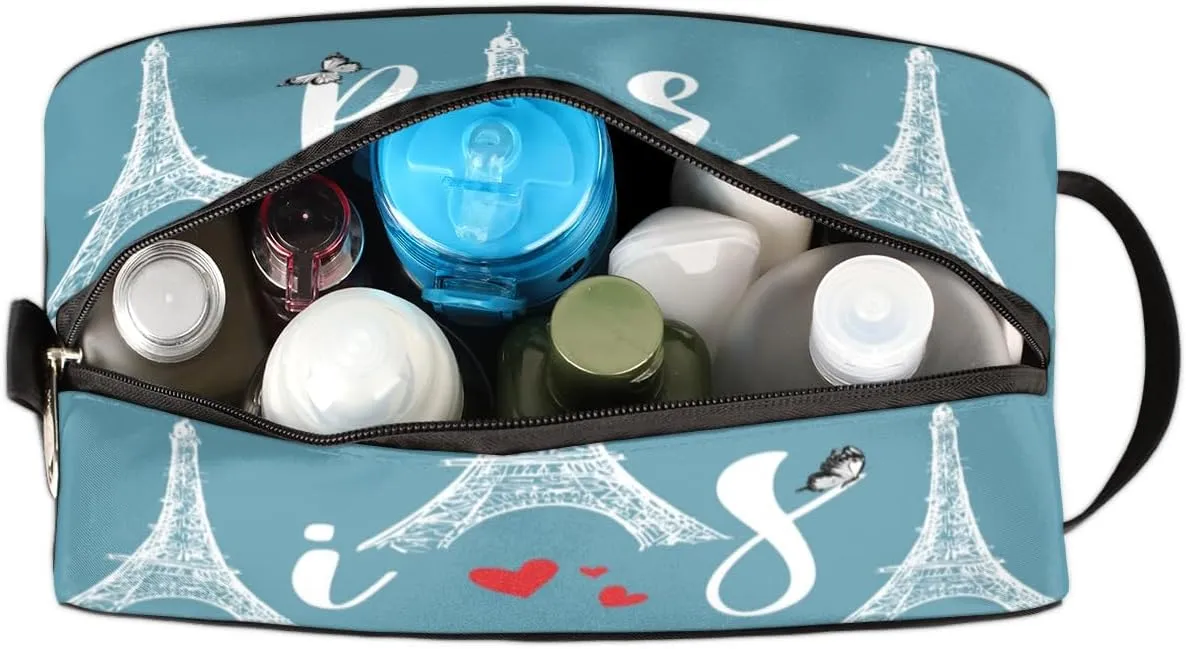 QsirBC Modern Eiffel Tower Design Toiletry Bag for Men Travel Makeup Organizer Mens Shaving Kit Bag Traveling Cosmetic Bags for Toiletries Accessories