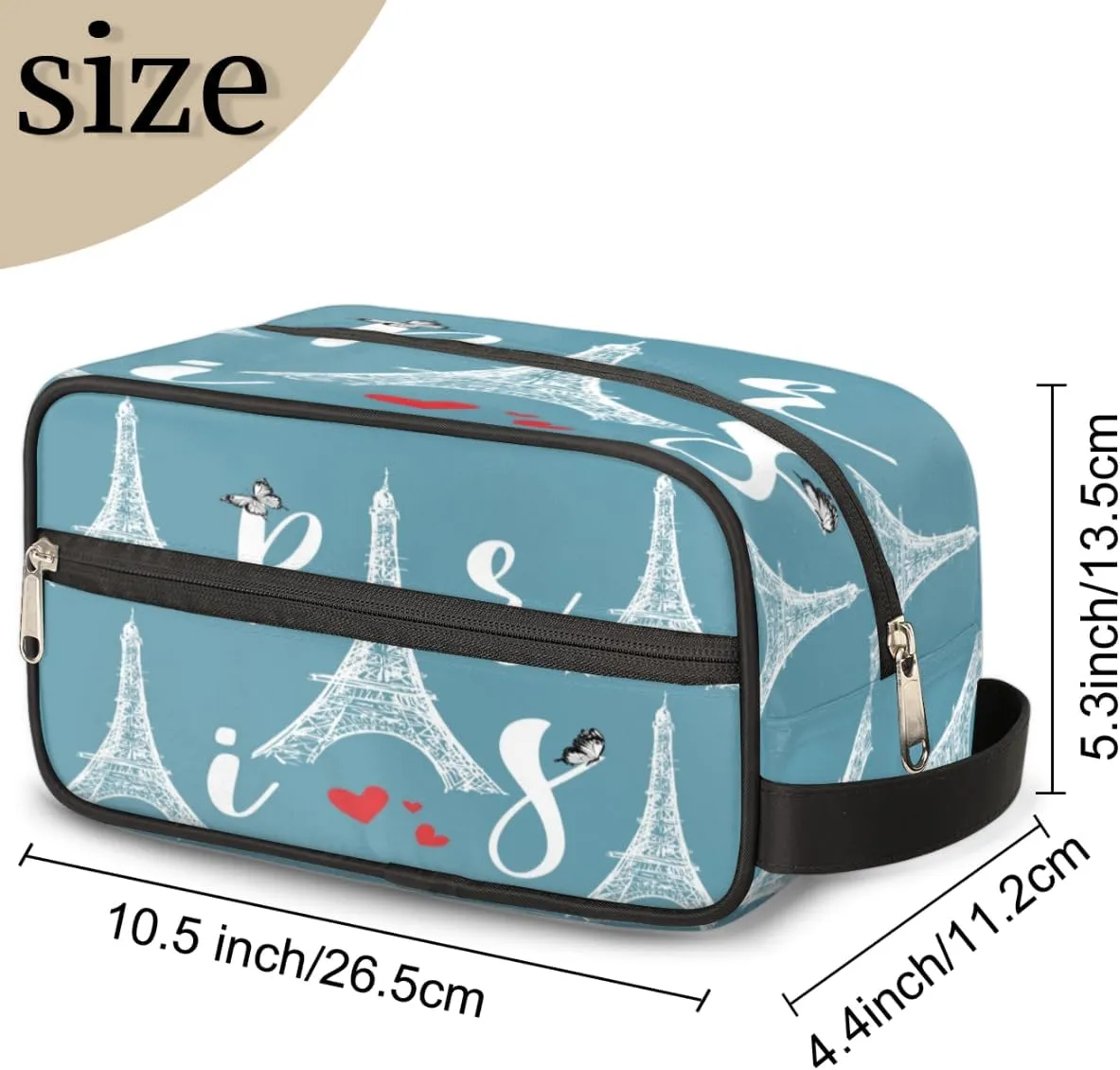 QsirBC Modern Eiffel Tower Design Toiletry Bag for Men Travel Makeup Organizer Mens Shaving Kit Bag Traveling Cosmetic Bags for Toiletries Accessories