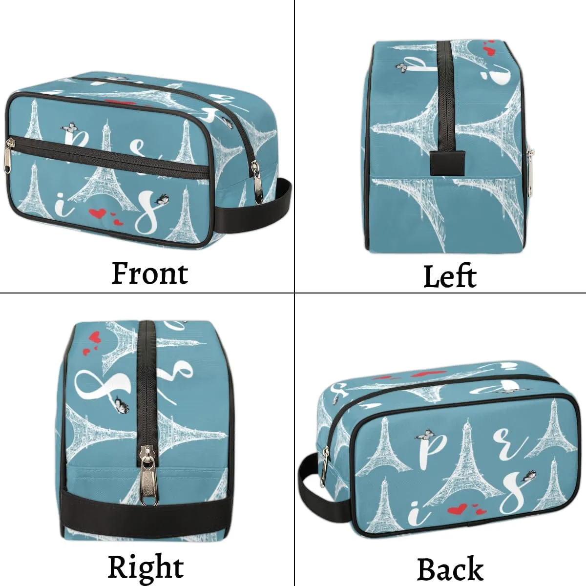 QsirBC Modern Eiffel Tower Design Toiletry Bag for Men Travel Makeup Organizer Mens Shaving Kit Bag Traveling Cosmetic Bags for Toiletries Accessories