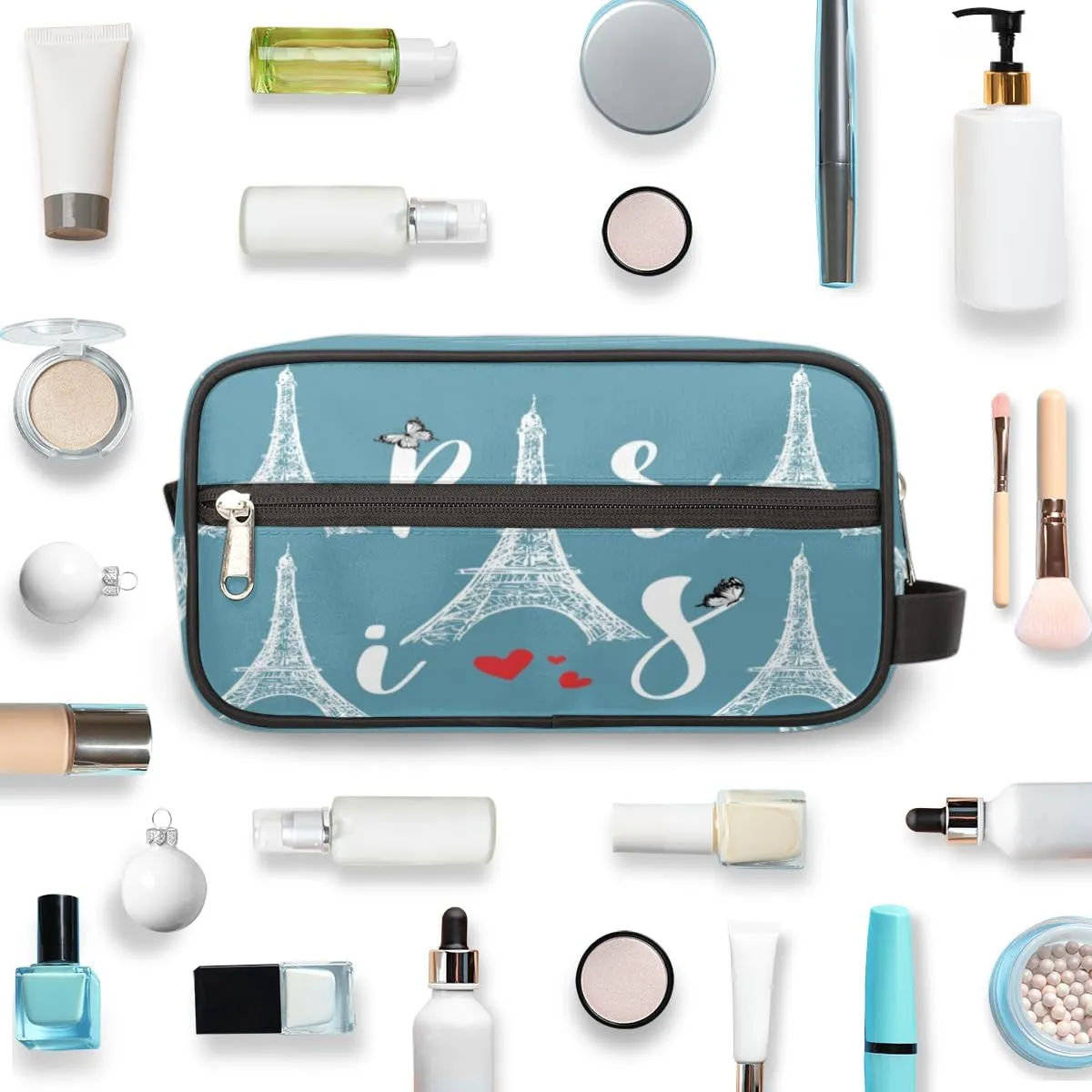 QsirBC Modern Eiffel Tower Design Toiletry Bag for Men Travel Makeup Organizer Mens Shaving Kit Bag Traveling Cosmetic Bags for Toiletries Accessories