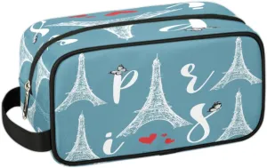QsirBC Modern Eiffel Tower Design Toiletry Bag for Men Travel Makeup Organizer Mens Shaving Kit Bag Traveling Cosmetic Bags for Toiletries Accessories
