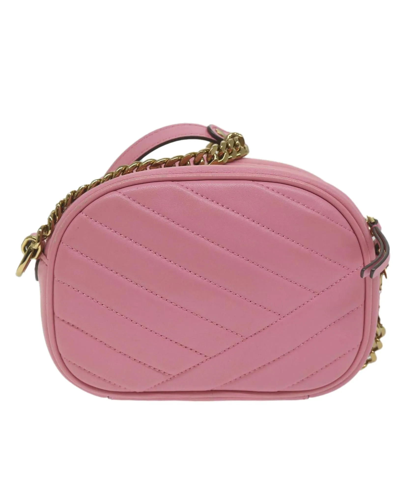Quilted Leather Chain Shoulder Bag in Pink