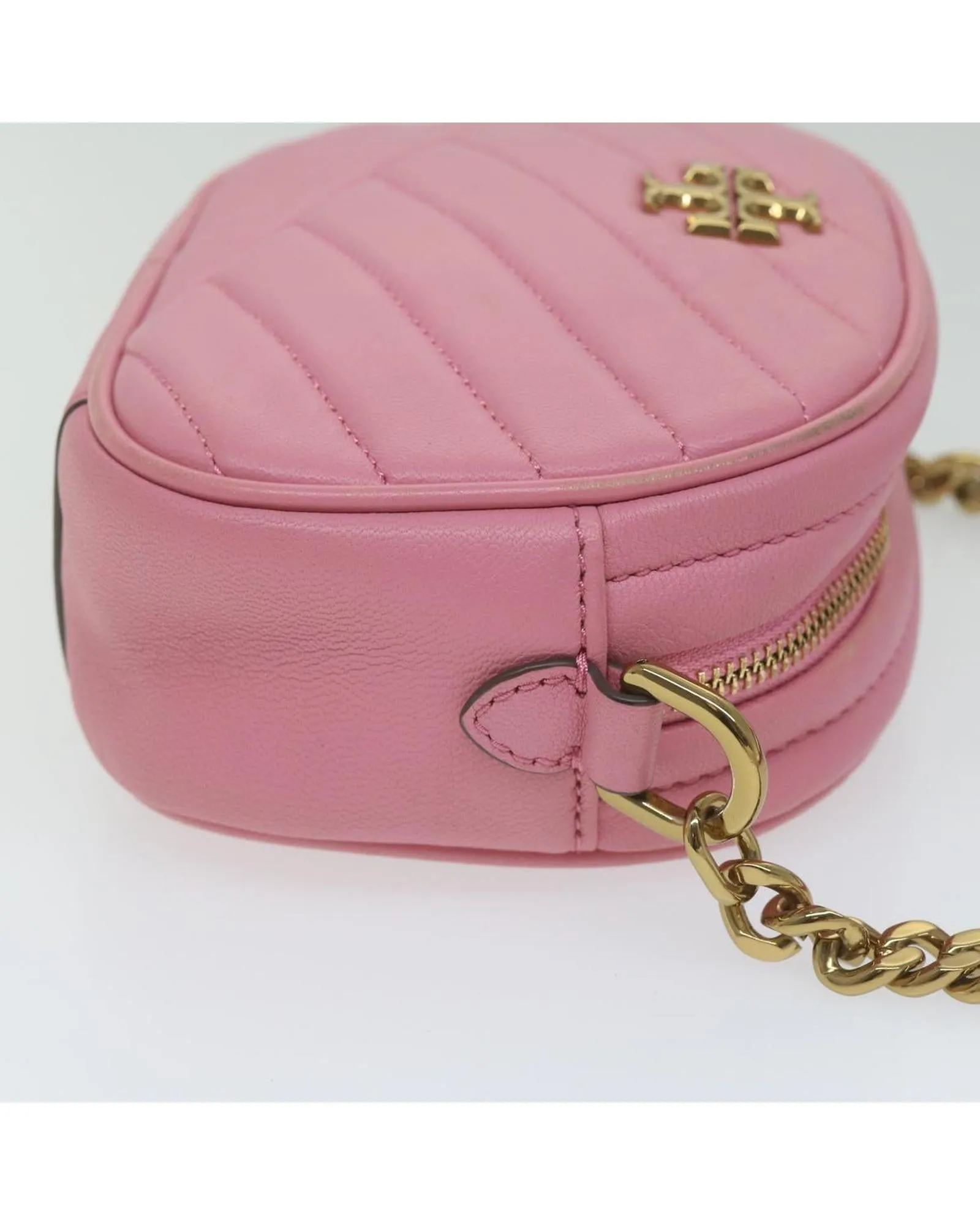 Quilted Leather Chain Shoulder Bag in Pink