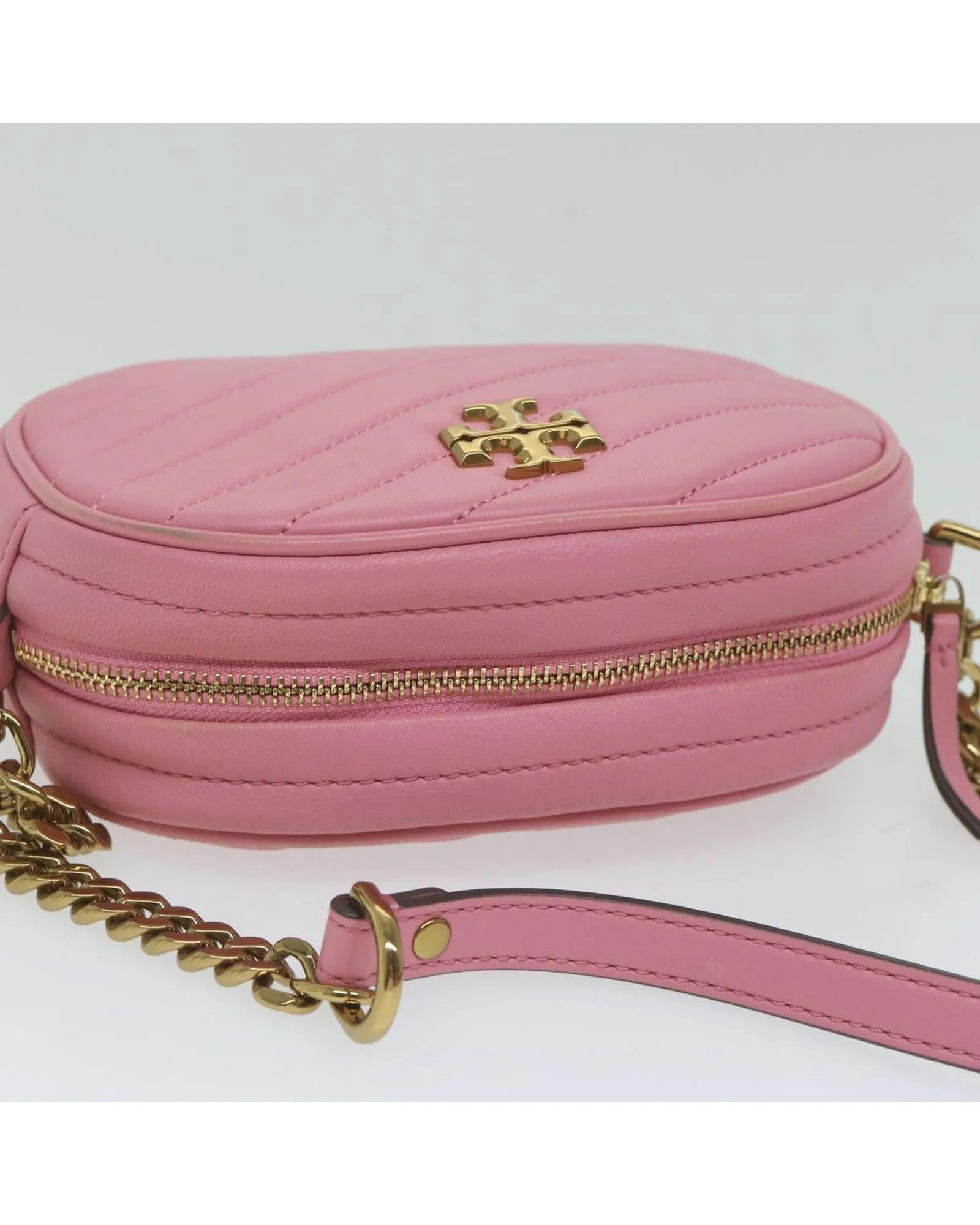 Quilted Leather Chain Shoulder Bag in Pink