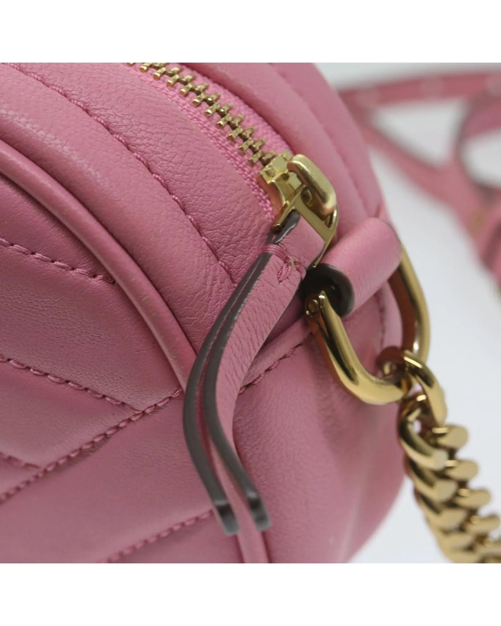 Quilted Leather Chain Shoulder Bag in Pink
