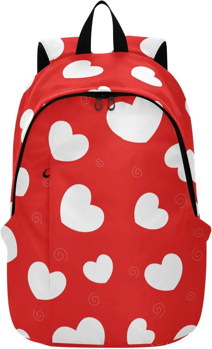 Red Love Hearts Travel Laptop Backpack for Women Flight Approved Backpacks Durable Computer Backpack Nurse Bag for Work Men Business Travel Nurse Weekend
