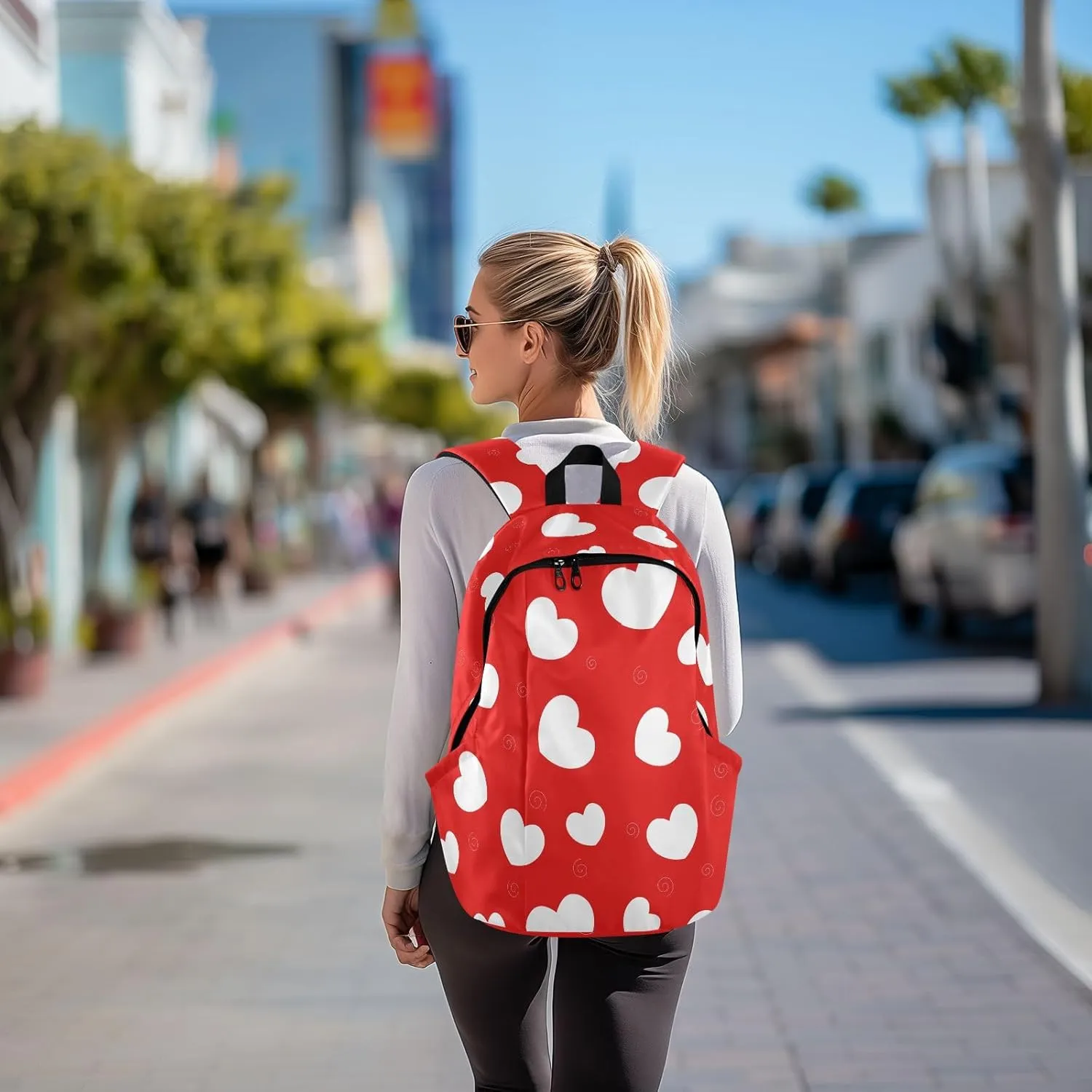 Red Love Hearts Travel Laptop Backpack for Women Flight Approved Backpacks Durable Computer Backpack Nurse Bag for Work Men Business Travel Nurse Weekend