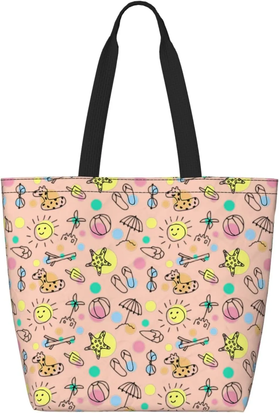 Reusable Shopping Tote Bag Women Casual Shoulder Handbag Multipurpose Portable Grocery Storage Bags