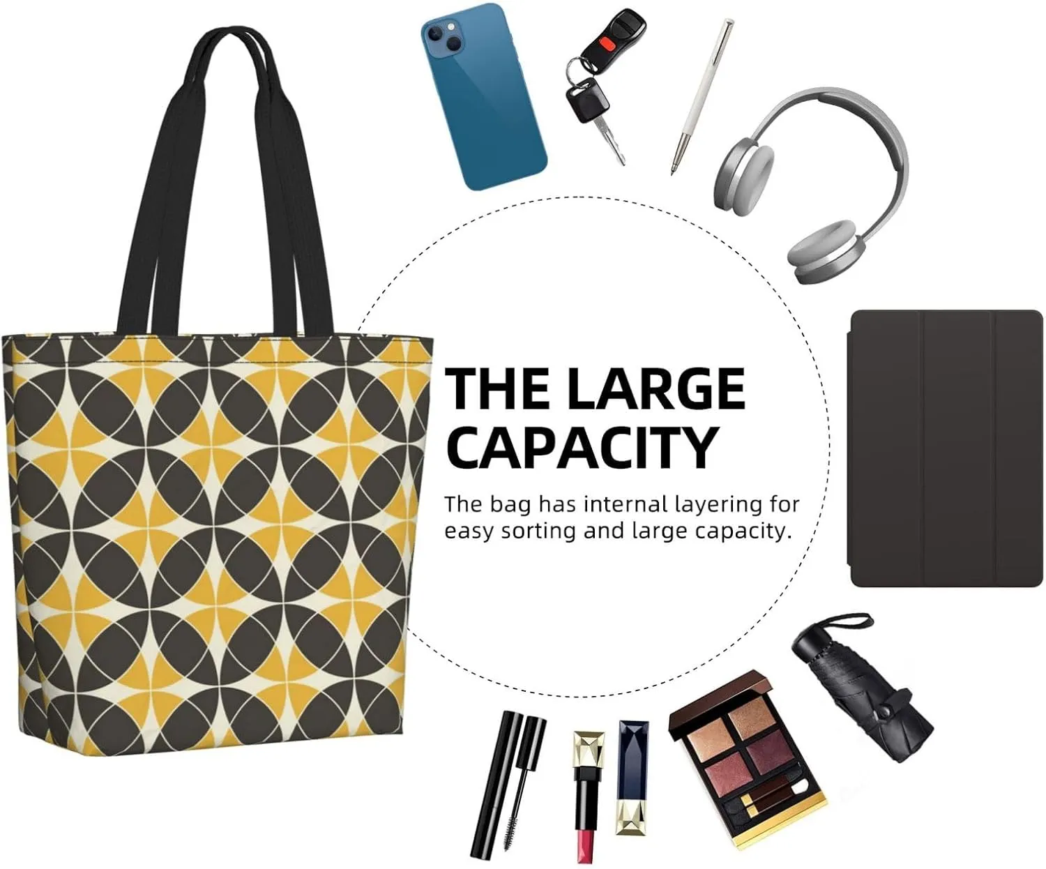 Reusable Shopping Tote Bag Women Casual Shoulder Handbag Multipurpose Portable Grocery Storage Bags