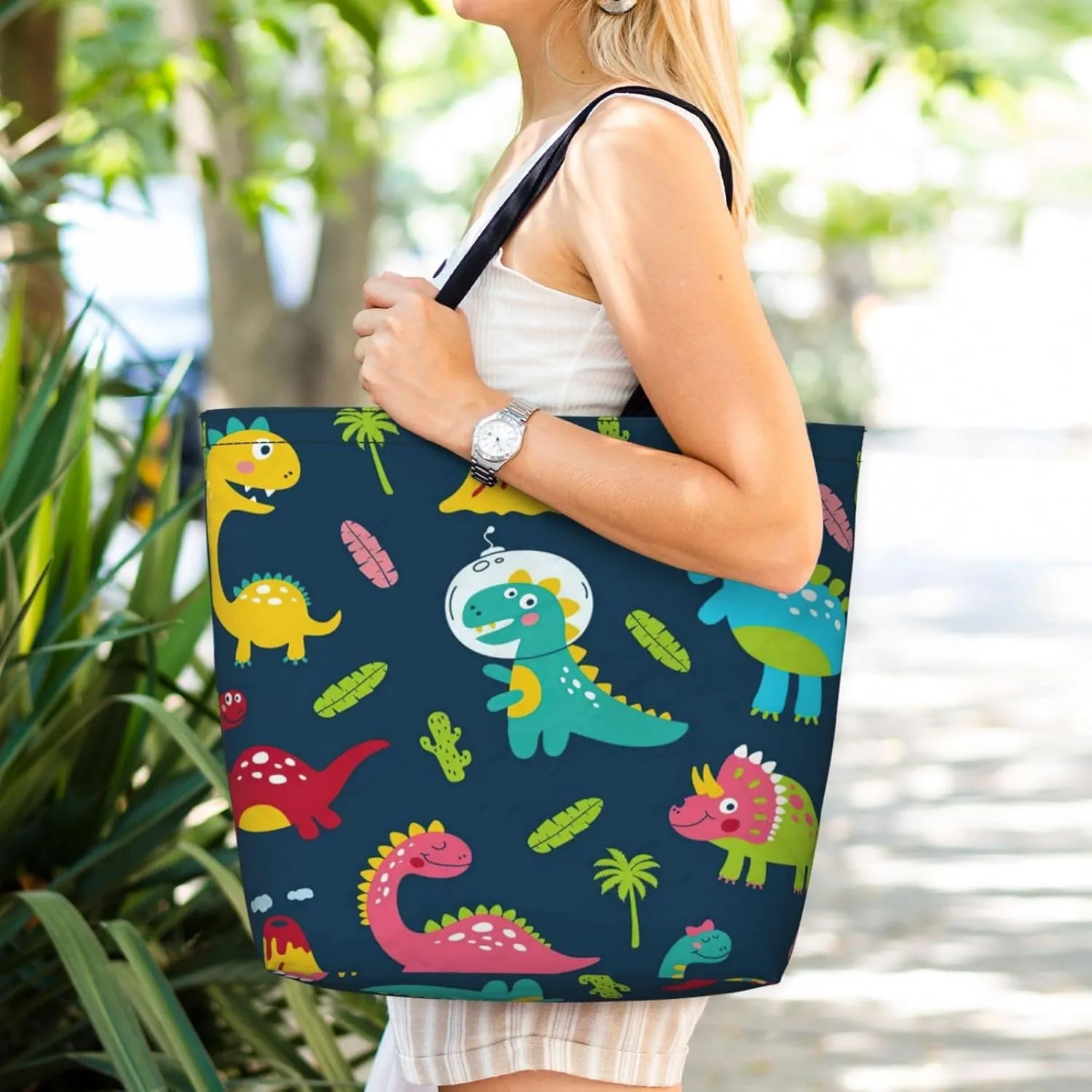 Reusable Shopping Tote Bag Women Casual Shoulder Handbag Multipurpose Portable Grocery Storage Bags