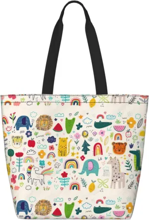 Reusable Shopping Tote Bag Women Casual Shoulder Handbag Multipurpose Portable Grocery Storage Bags