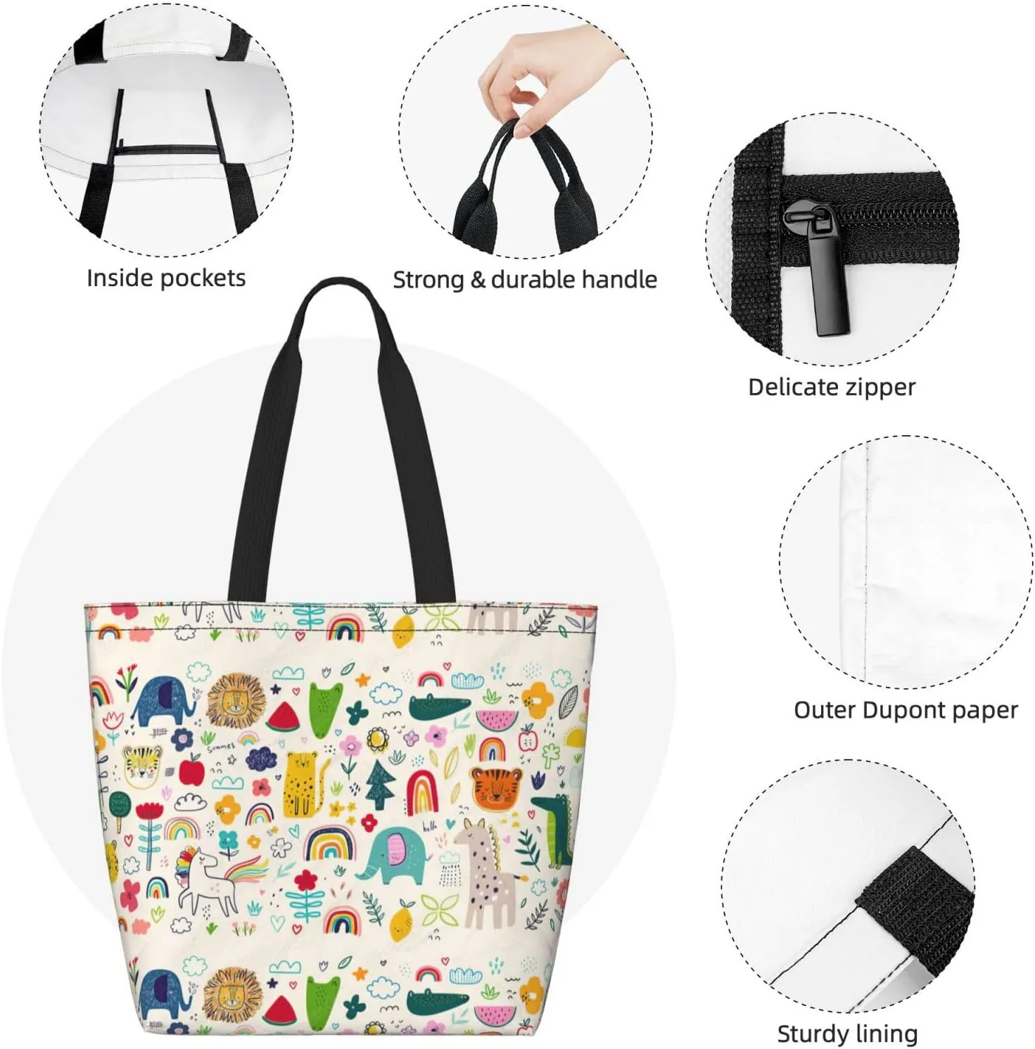Reusable Shopping Tote Bag Women Casual Shoulder Handbag Multipurpose Portable Grocery Storage Bags