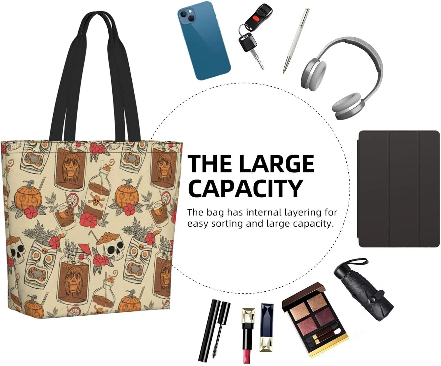 Reusable Shopping Tote Bag Women Casual Shoulder Handbag Multipurpose Portable Grocery Storage Bags