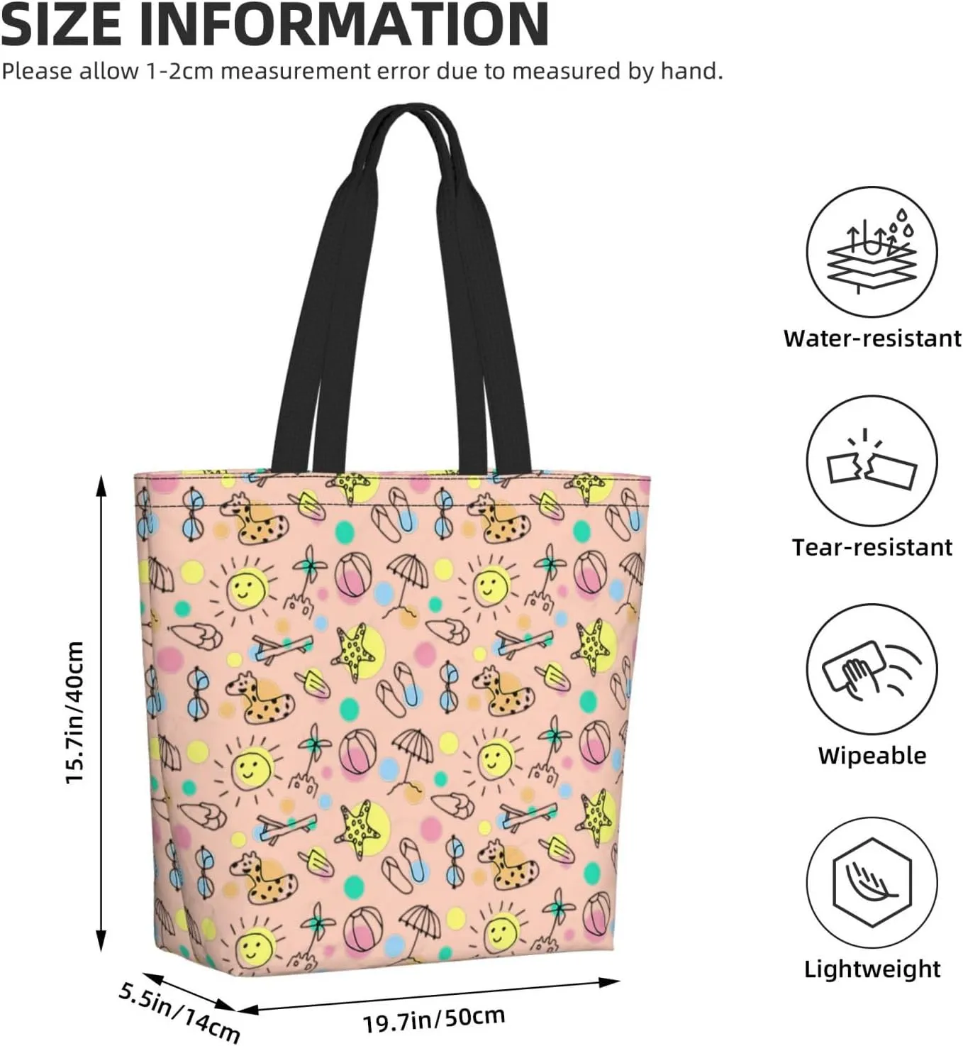 Reusable Shopping Tote Bag Women Casual Shoulder Handbag Multipurpose Portable Grocery Storage Bags
