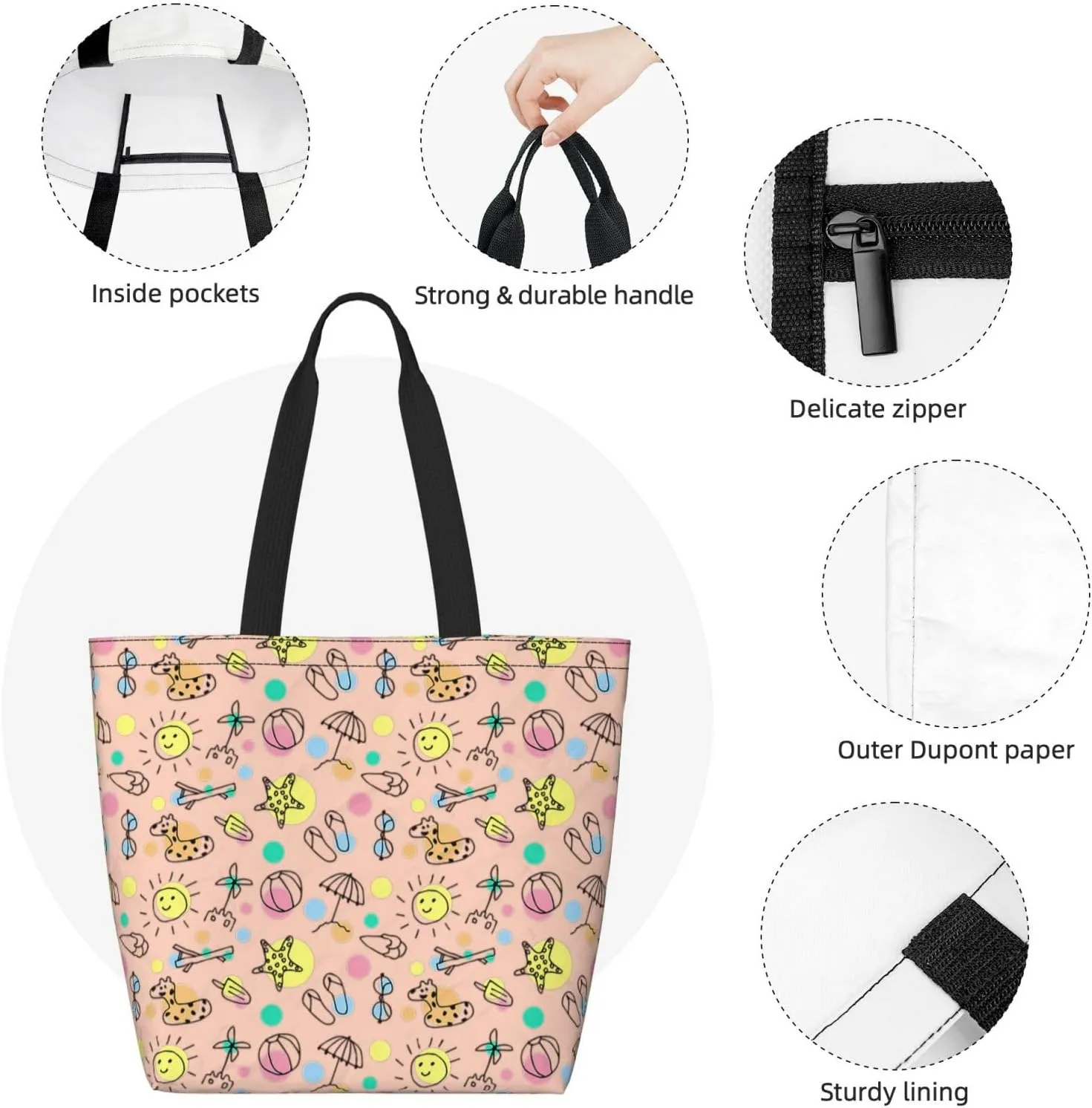 Reusable Shopping Tote Bag Women Casual Shoulder Handbag Multipurpose Portable Grocery Storage Bags