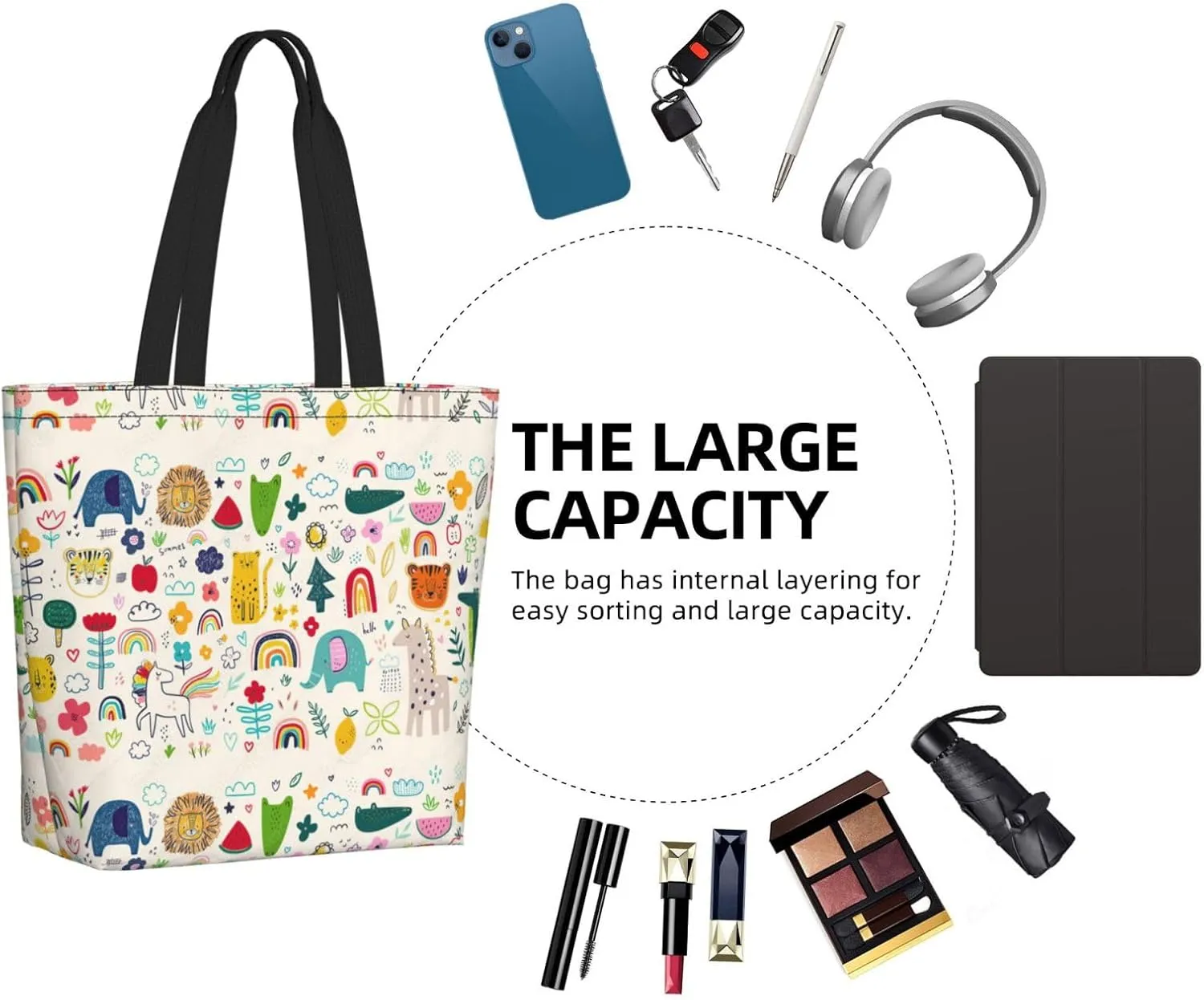 Reusable Shopping Tote Bag Women Casual Shoulder Handbag Multipurpose Portable Grocery Storage Bags