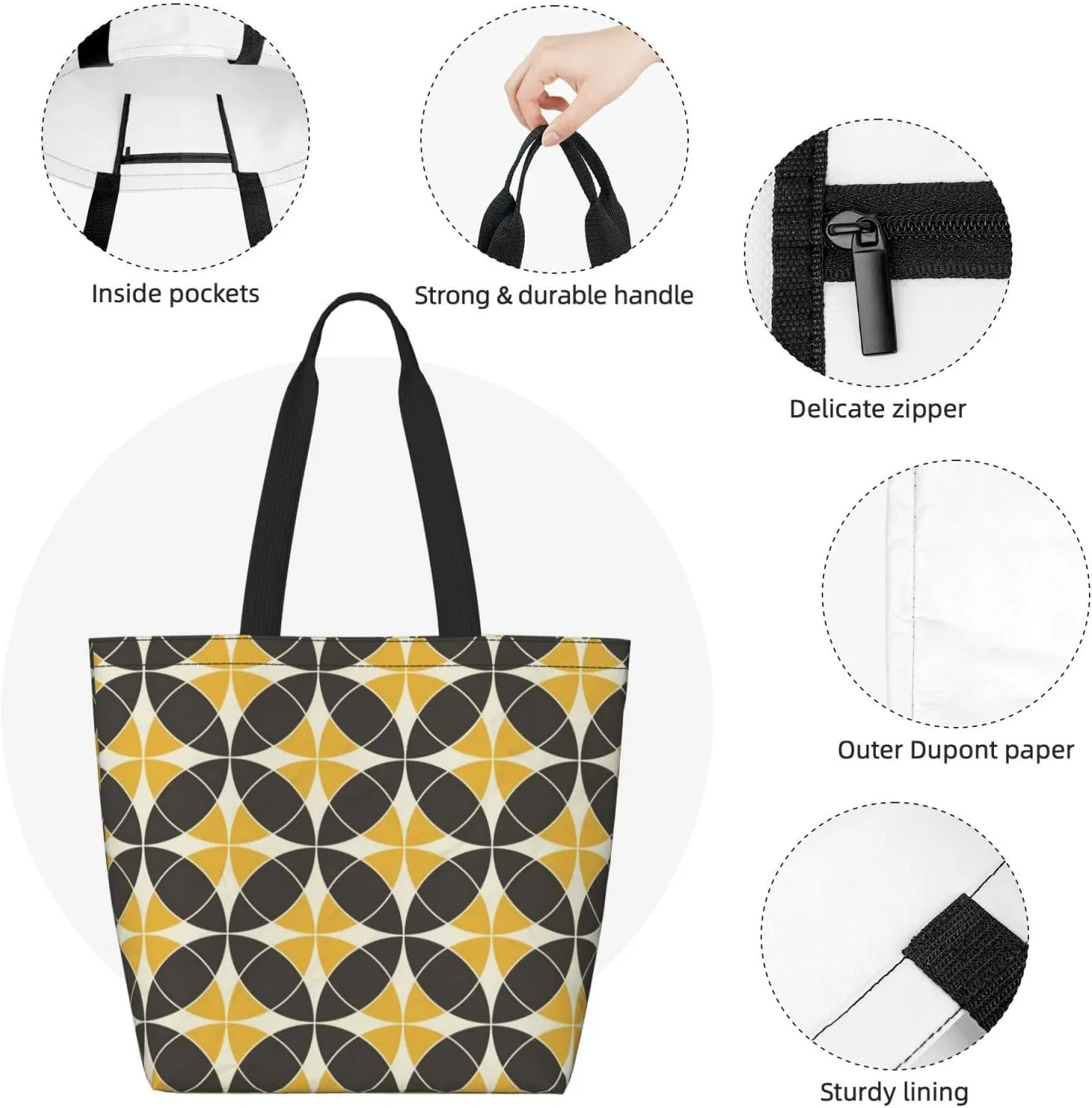 Reusable Shopping Tote Bag Women Casual Shoulder Handbag Multipurpose Portable Grocery Storage Bags