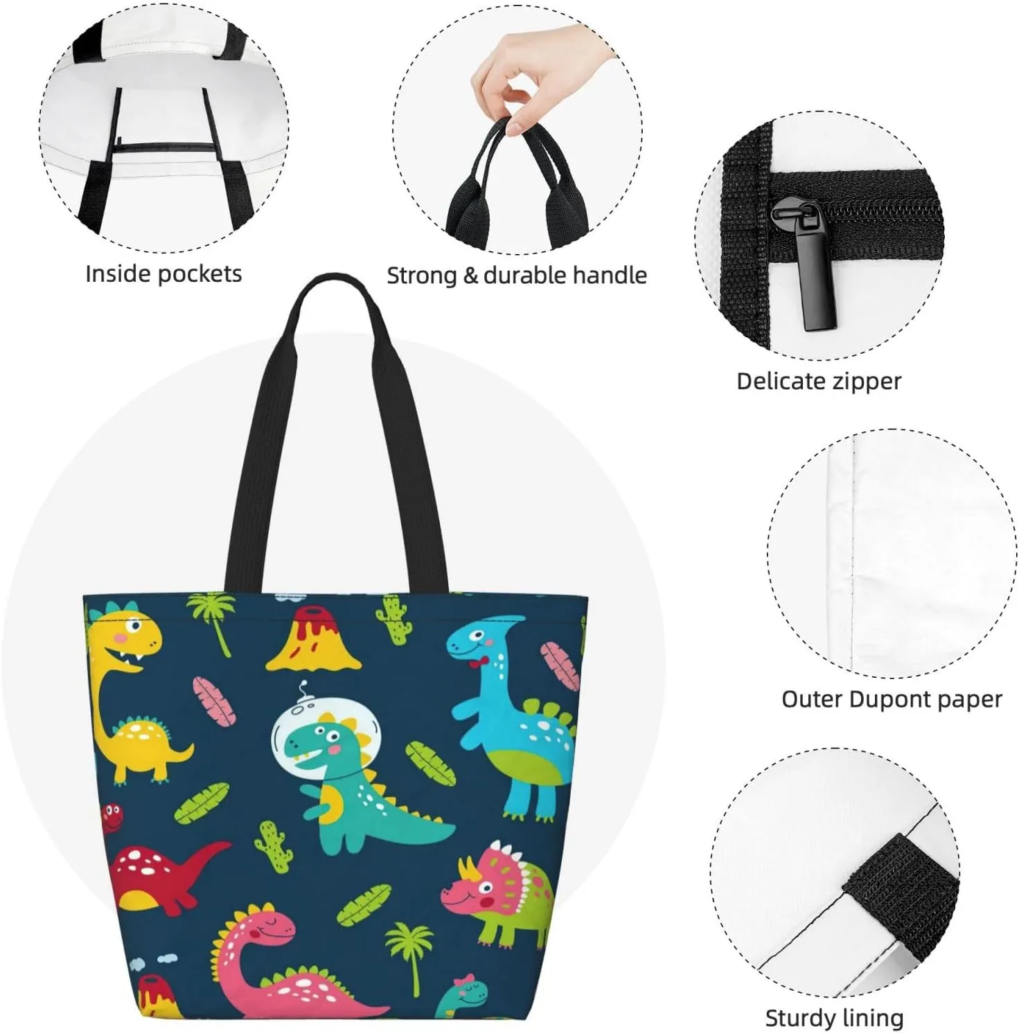 Reusable Shopping Tote Bag Women Casual Shoulder Handbag Multipurpose Portable Grocery Storage Bags