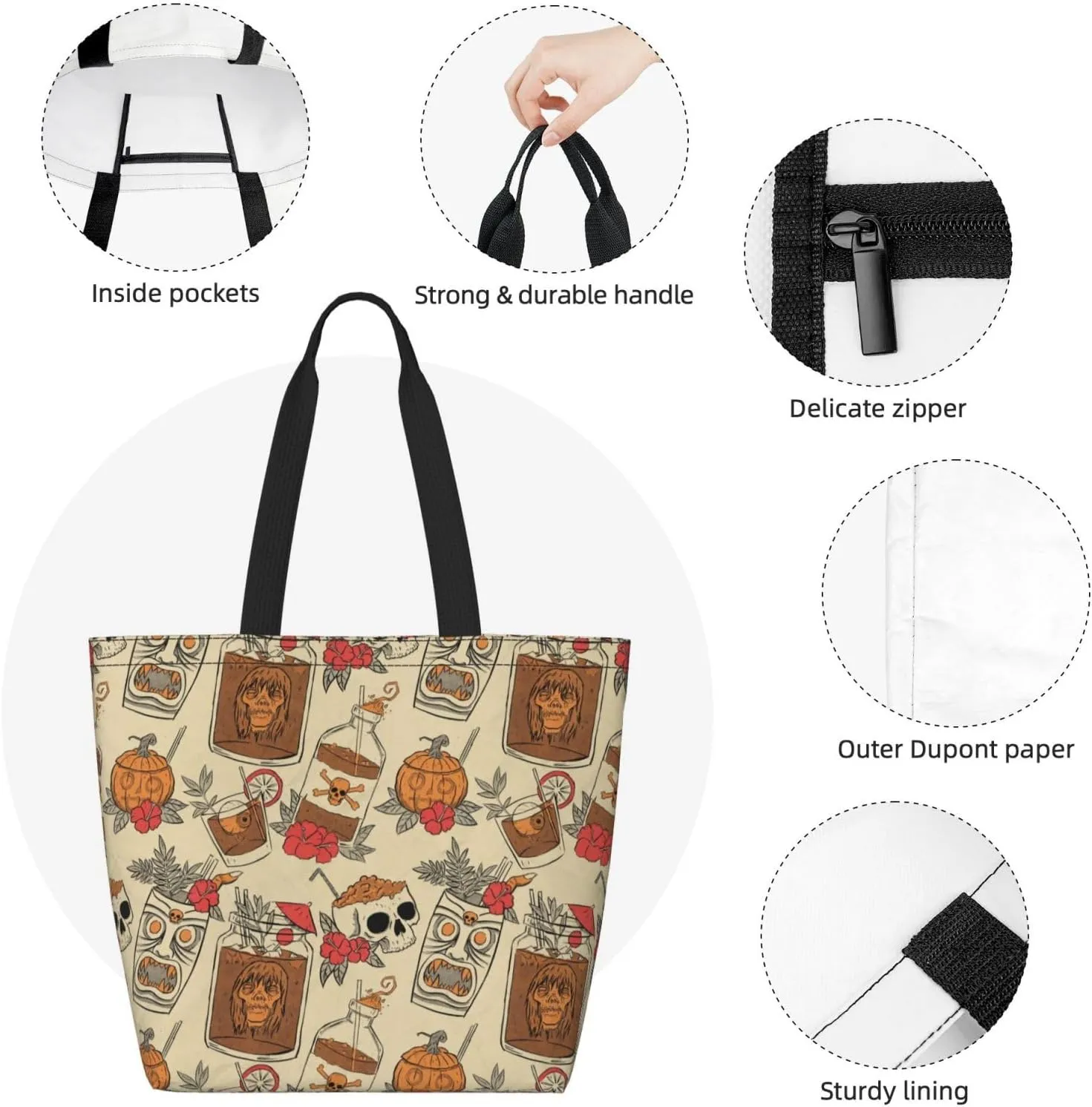 Reusable Shopping Tote Bag Women Casual Shoulder Handbag Multipurpose Portable Grocery Storage Bags