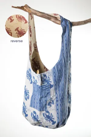 Reversible Block Print Lobster Bag