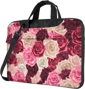 Roses Pattern Modern 13-15.6 Inch Laptop Bag For Man And Women, Computer Messenger Bag, Trendy Shoulder Strap Design