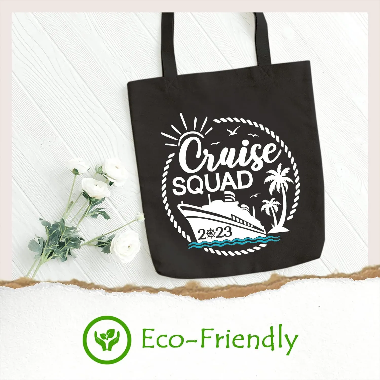 SAUIVD Cruise Squad Ship Graphic Canvas Tote Bag Eco Friendly Shoulder Casual Shopping Bag Funny Cruise Handbag