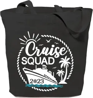 SAUIVD Cruise Squad Ship Graphic Canvas Tote Bag Eco Friendly Shoulder Casual Shopping Bag Funny Cruise Handbag