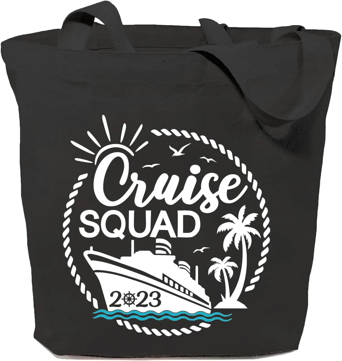 SAUIVD Cruise Squad Ship Graphic Canvas Tote Bag Eco Friendly Shoulder Casual Shopping Bag Funny Cruise Handbag