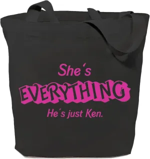 SAUIVD She's Everythings He's Just Ken Canvas Tote Bag for Women Funny Girls Gifts Casual Handbag Reusable Grocery Bags