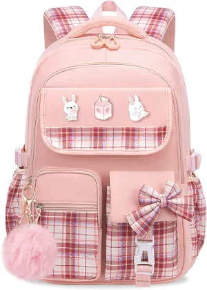 School Backpacks for Girl - Cute Girls Backpack for Kids Teens Elementary Middle School,18" Large Capacity Bookbag with Multiple Pockets,Perfect for Travel and School
