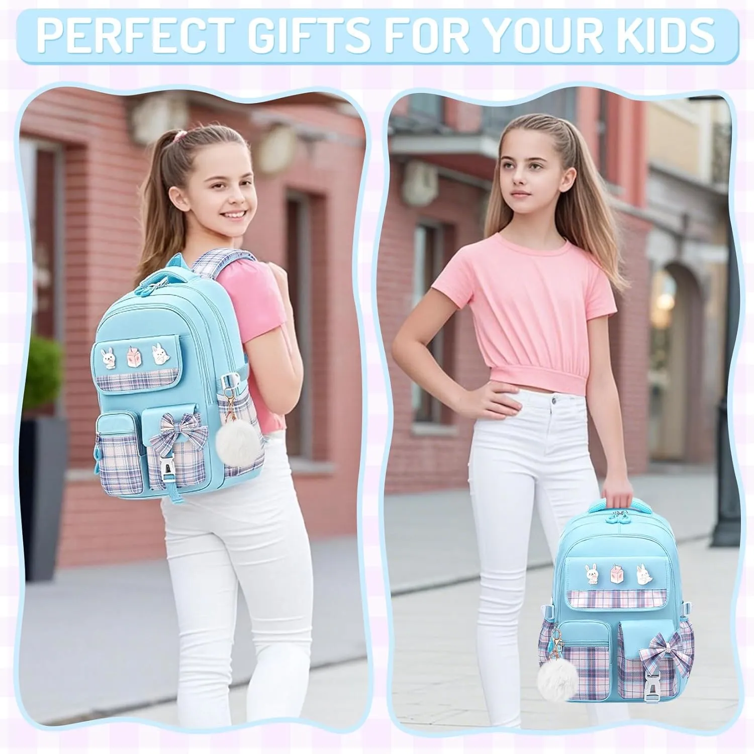 School Backpacks for Girl - Cute Girls Backpack for Kids Teens Elementary Middle School,18" Large Capacity Bookbag with Multiple Pockets,Perfect for Travel and School