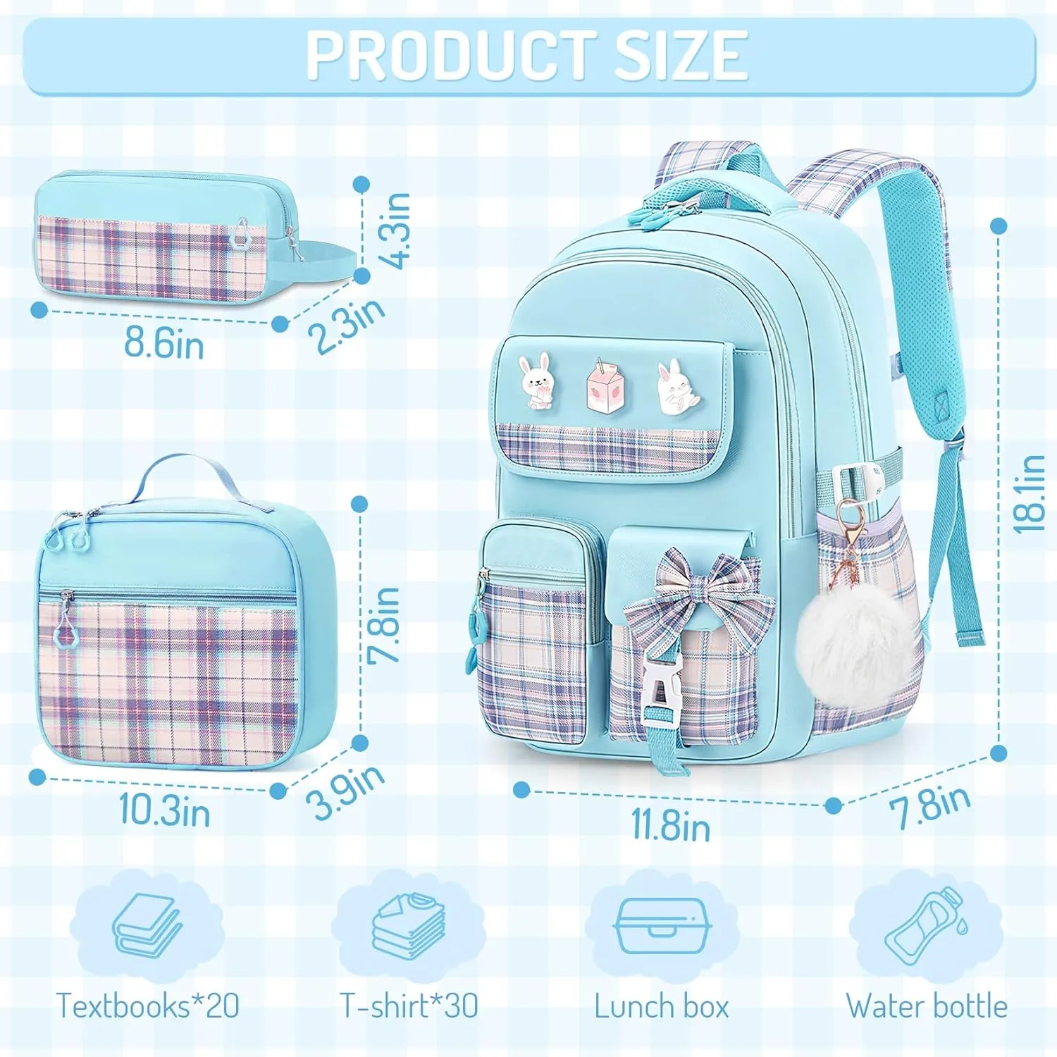 School Backpacks for Girl - Cute Girls Backpack for Kids Teens Elementary Middle School,18" Large Capacity Bookbag with Multiple Pockets,Perfect for Travel and School
