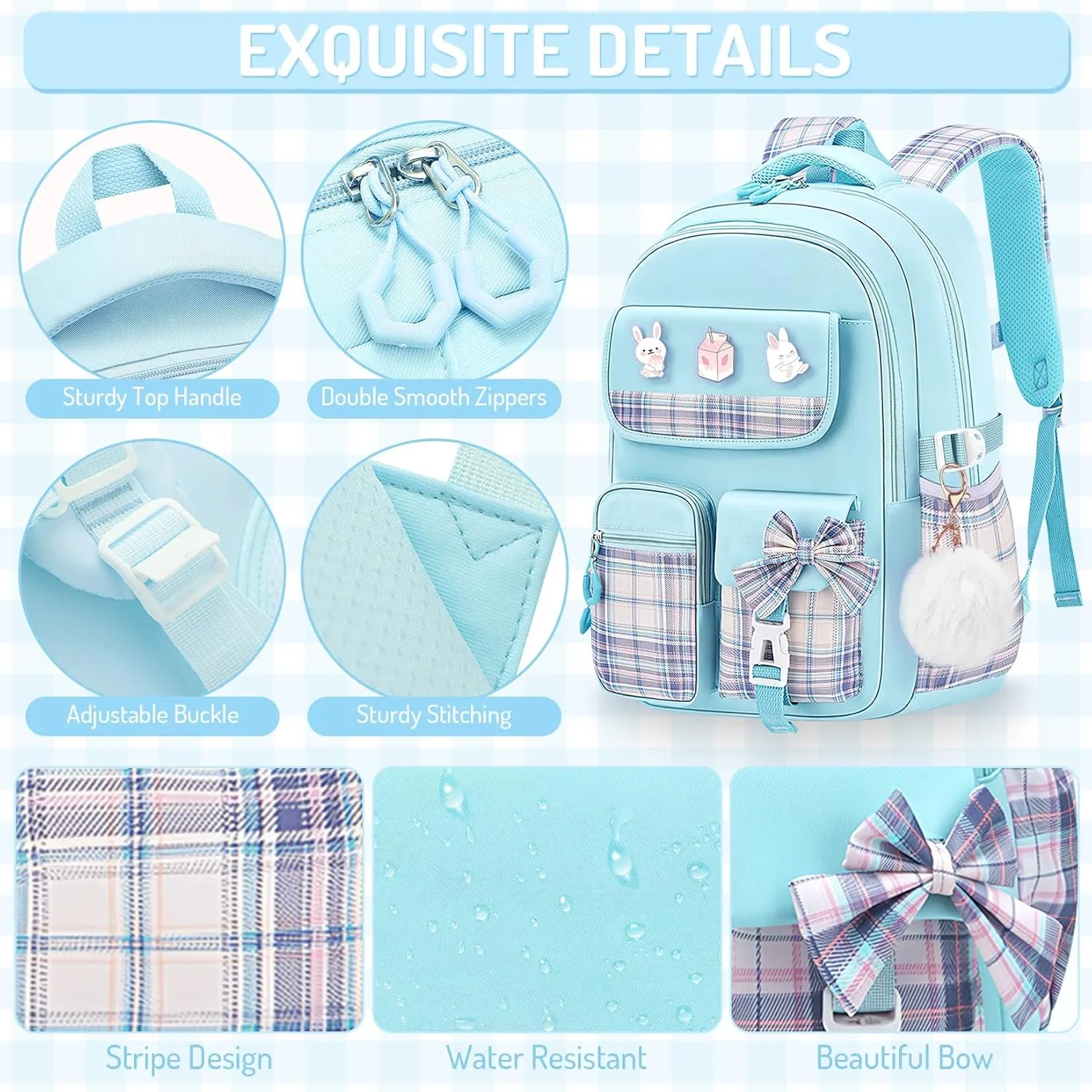 School Backpacks for Girl - Cute Girls Backpack for Kids Teens Elementary Middle School,18" Large Capacity Bookbag with Multiple Pockets,Perfect for Travel and School