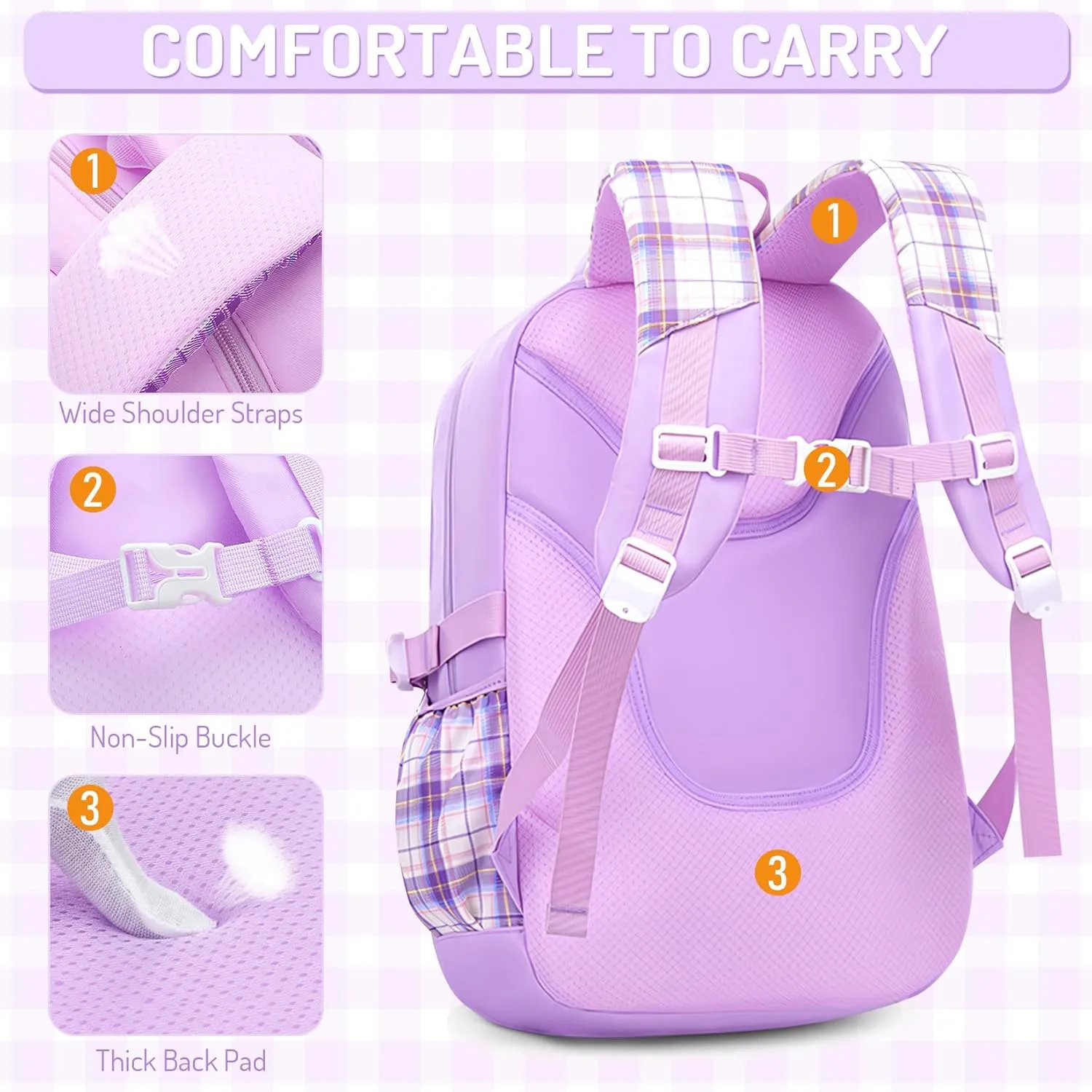 School Backpacks for Girl - Cute Girls Backpack for Kids Teens Elementary Middle School,18" Large Capacity Bookbag with Multiple Pockets,Perfect for Travel and School