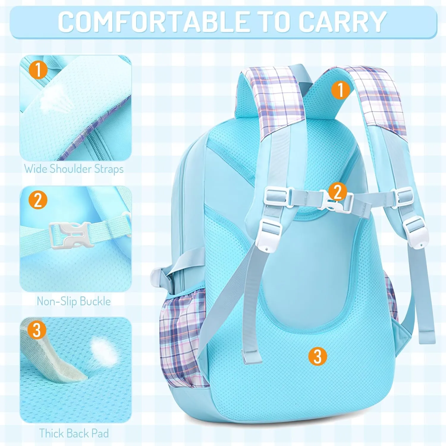 School Backpacks for Girl - Cute Girls Backpack for Kids Teens Elementary Middle School,18" Large Capacity Bookbag with Multiple Pockets,Perfect for Travel and School