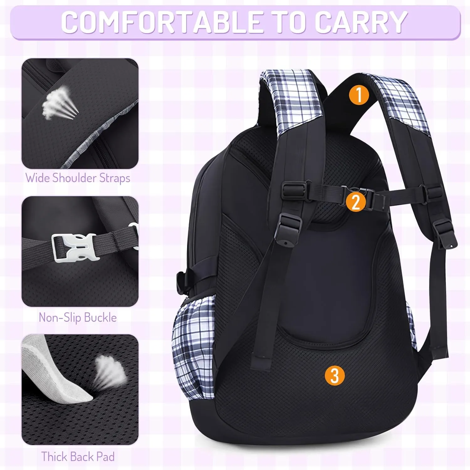 School Backpacks for Girl - Cute Girls Backpack for Kids Teens Elementary Middle School,18" Large Capacity Bookbag with Multiple Pockets,Perfect for Travel and School