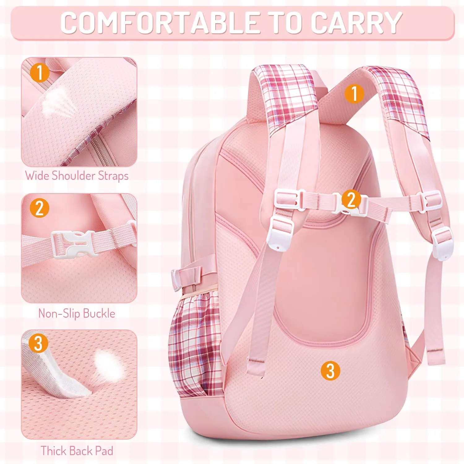 School Backpacks for Girl - Cute Girls Backpack for Kids Teens Elementary Middle School,18" Large Capacity Bookbag with Multiple Pockets,Perfect for Travel and School