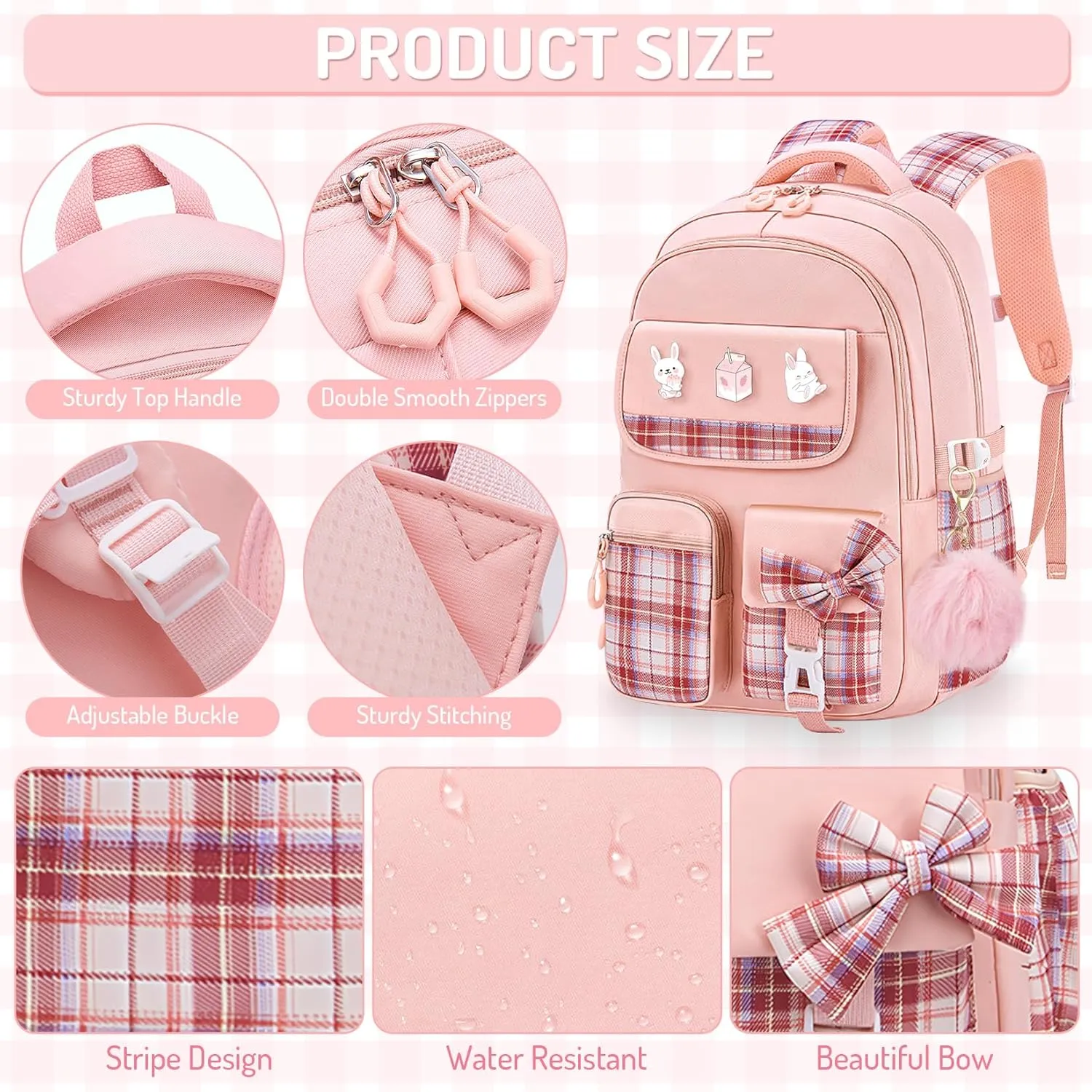 School Backpacks for Girl - Cute Girls Backpack for Kids Teens Elementary Middle School,18" Large Capacity Bookbag with Multiple Pockets,Perfect for Travel and School