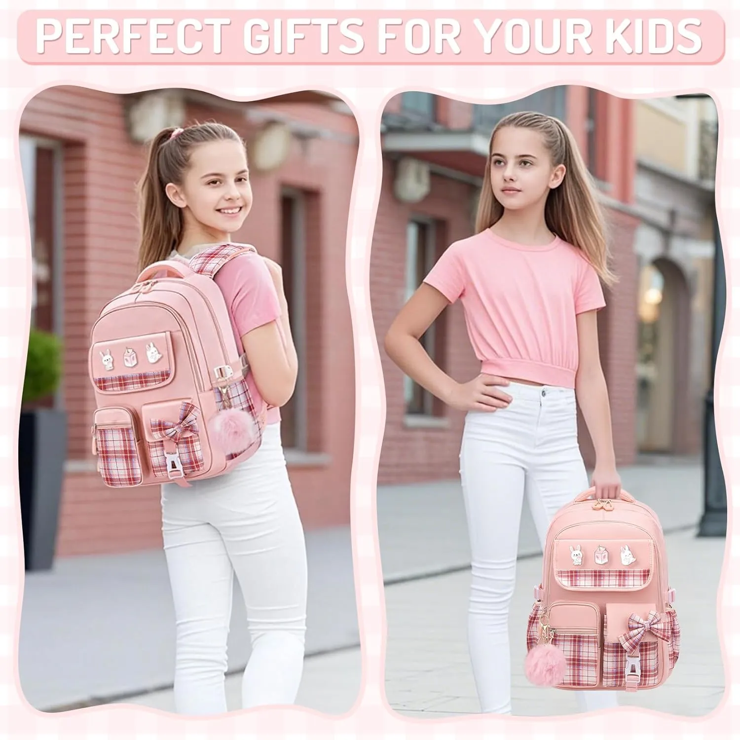 School Backpacks for Girl - Cute Girls Backpack for Kids Teens Elementary Middle School,18" Large Capacity Bookbag with Multiple Pockets,Perfect for Travel and School