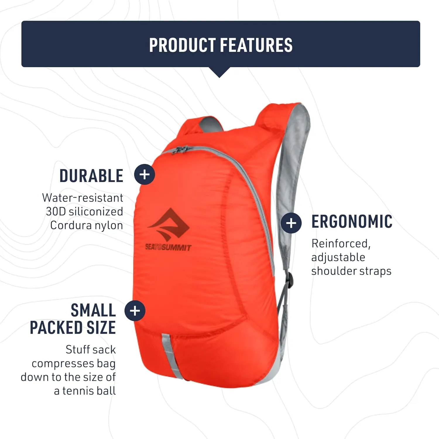 Sea to Summit Ultra-Sil Ultralight Day Pack, 20-Liter, HighRise Grey