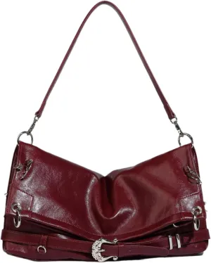 Shoulder HandbagFashionable Underarm Bag PU Leather Shoulder Bags Casual Satchel Trendy Armpit Purse Evening Bag for Women Girls