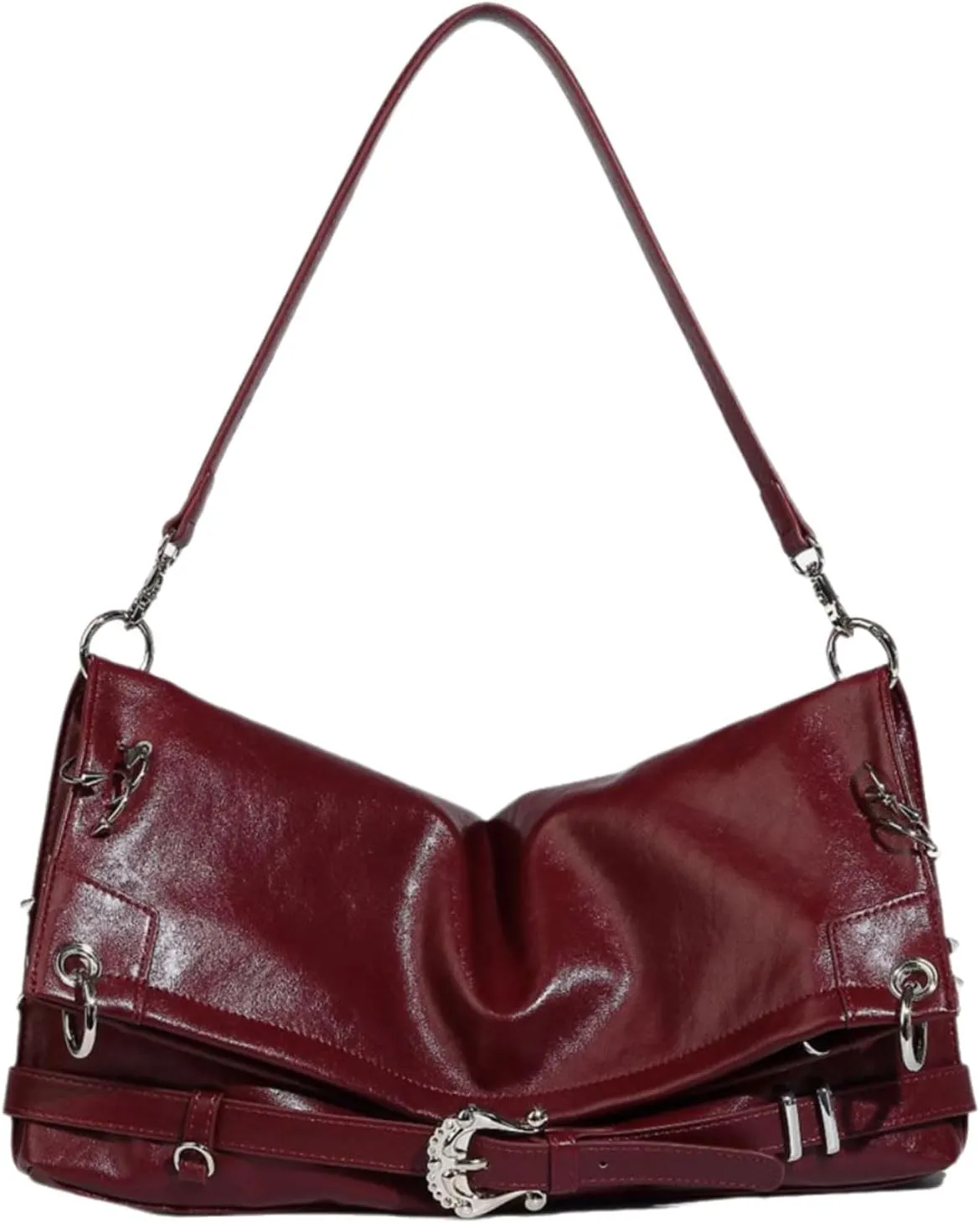 Shoulder HandbagFashionable Underarm Bag PU Leather Shoulder Bags Casual Satchel Trendy Armpit Purse Evening Bag for Women Girls