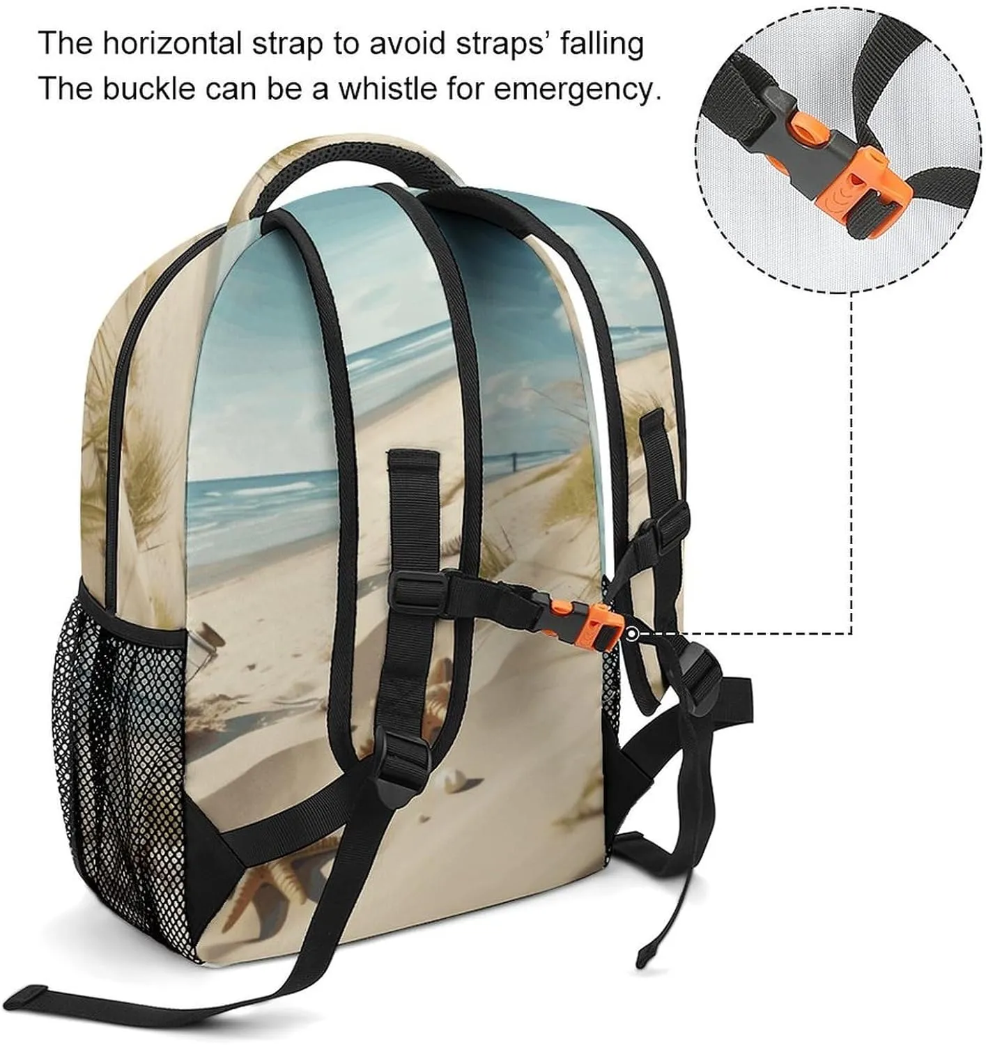 Small Backpacks Personalized Beach Seaside Printing Travel Bag Lightweight Travel Backpack For Women Men