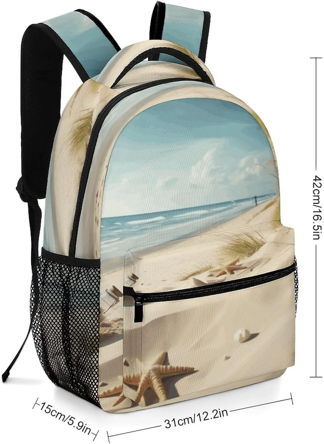 Small Backpacks Personalized Beach Seaside Printing Travel Bag Lightweight Travel Backpack For Women Men