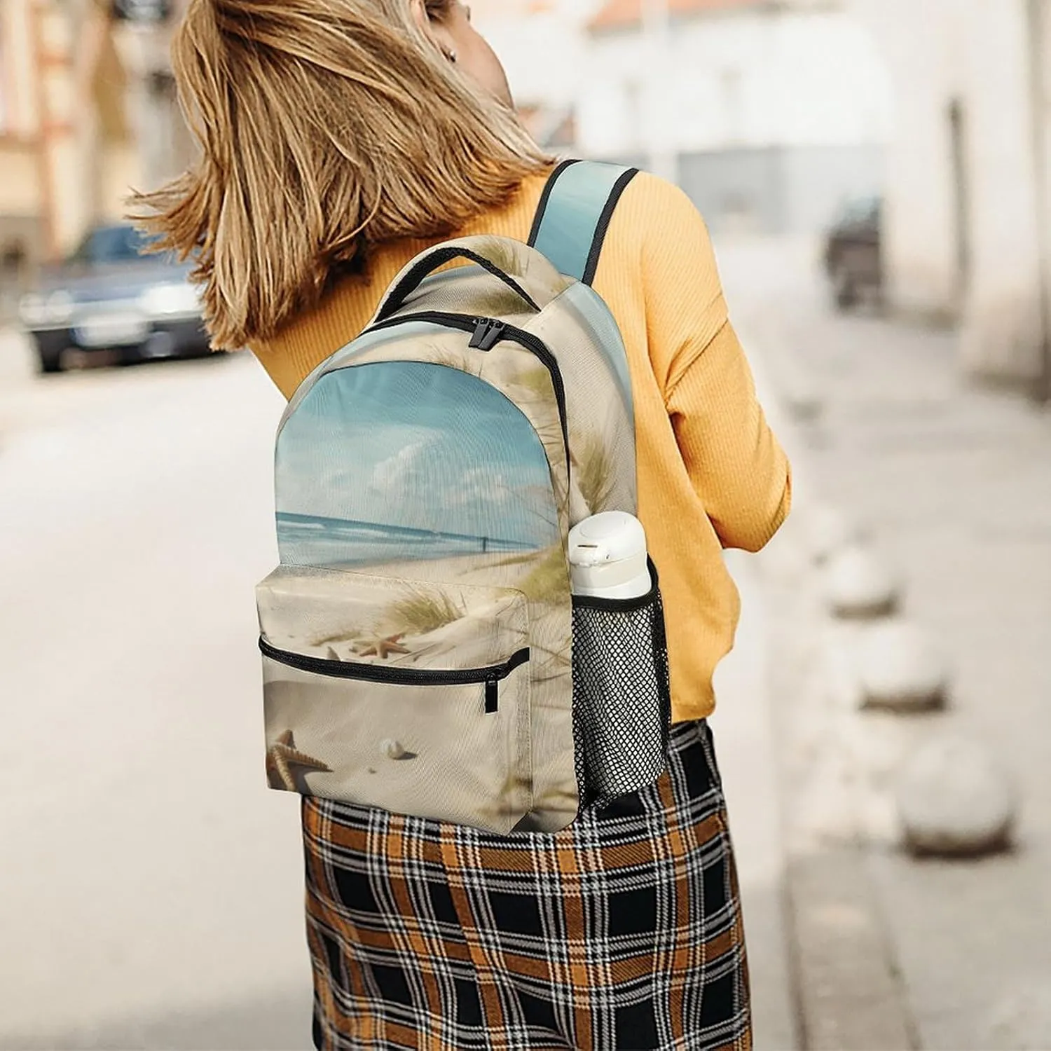 Small Backpacks Personalized Beach Seaside Printing Travel Bag Lightweight Travel Backpack For Women Men