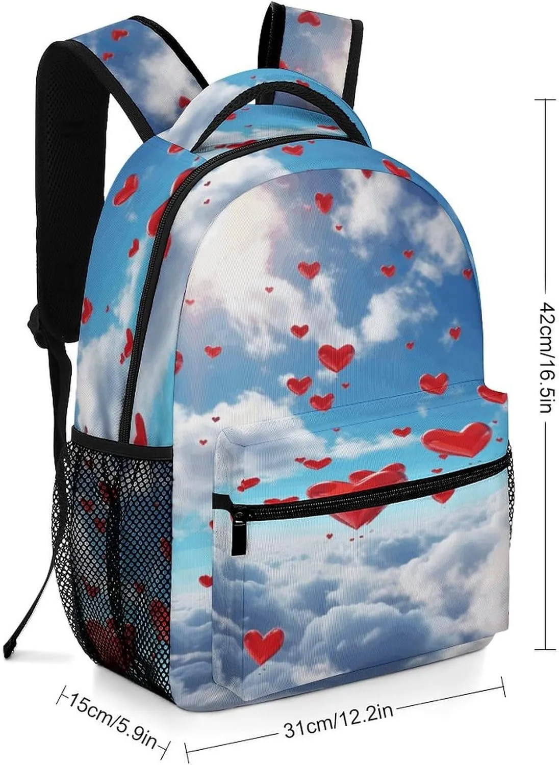Small Backpacks Personalized Hearts in The Printing Travel Bag Lightweight Travel Backpack For Women Men