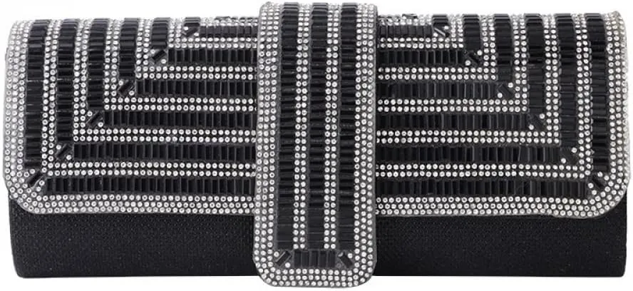 Small Black Clutch Purses for Women Wedding Clutch Elegant Black Evening Clutch Sparkly Rhinestone Purse for Party