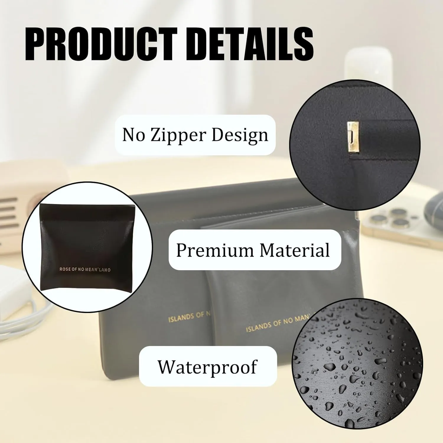 Small Purse Makeup Bag for Women,Elastic Open Close Storage Bag Mini Travel Storage Bag,Waterproof Organizer Pouch for Lipstick Cosmetics Headphones Jewelry,3 Pieces,Black